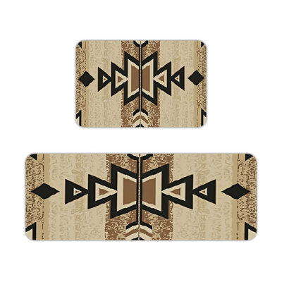 Southwestern Tribal Geometric Pattern 2 Pcs Home Decor Kitchen Mats