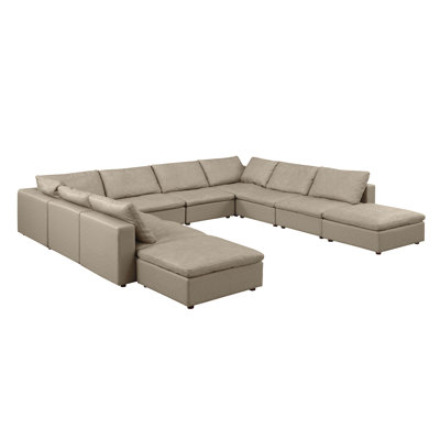 Mullica 10-Piece Sectional With Chaise  Upholstered In Top-Grain Italian Leather