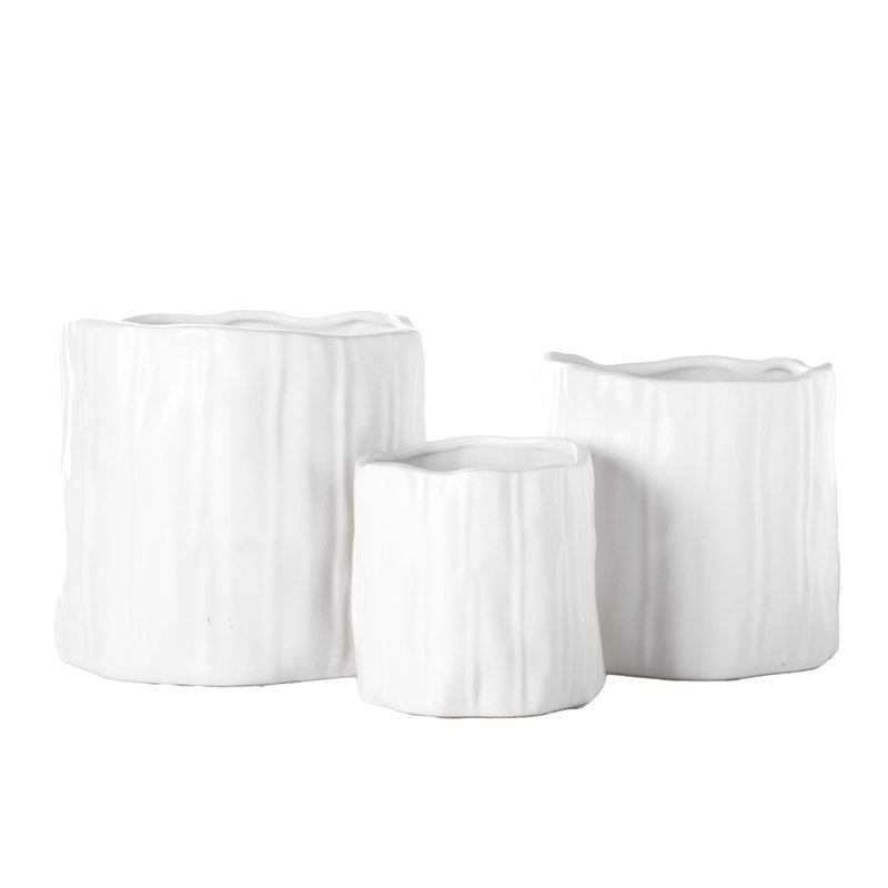 Pot rond en céramique blanc mat