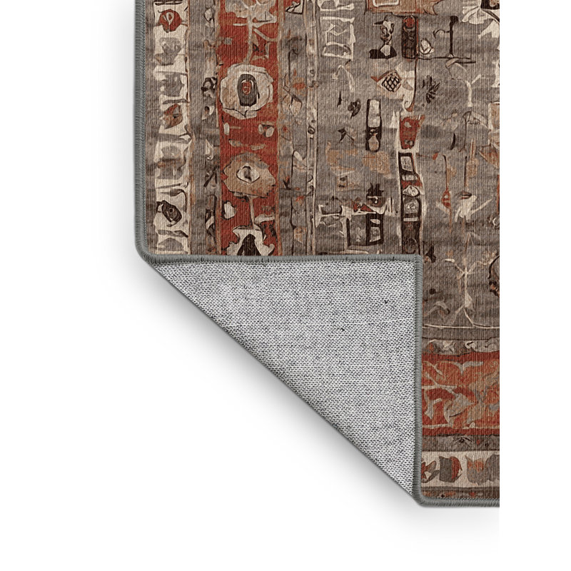 Machine Washable Gray Area Rug, Square 6'