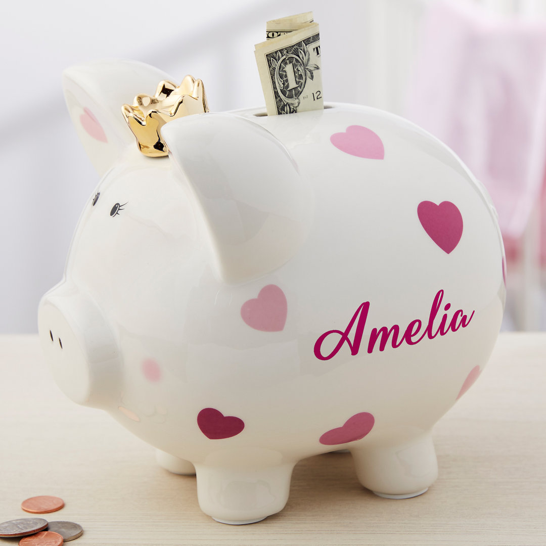 Personalized Baby Pink Heart Piggy Bank Personalization Mall 