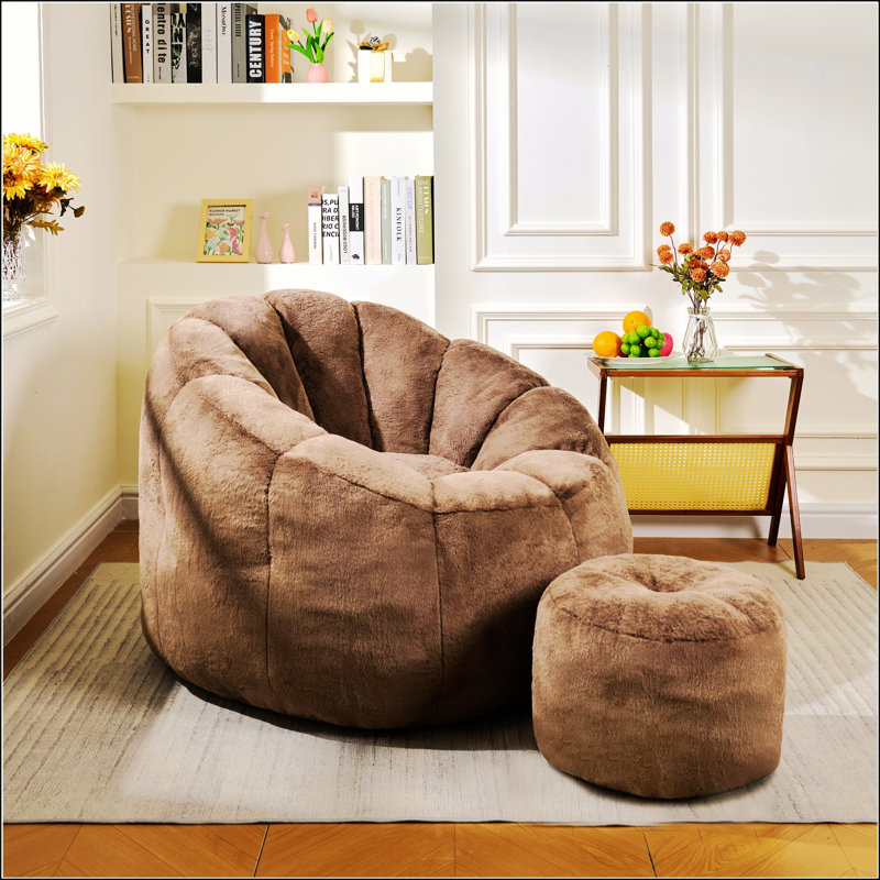 Fauteuil à billes Giant, Brown faux fur
