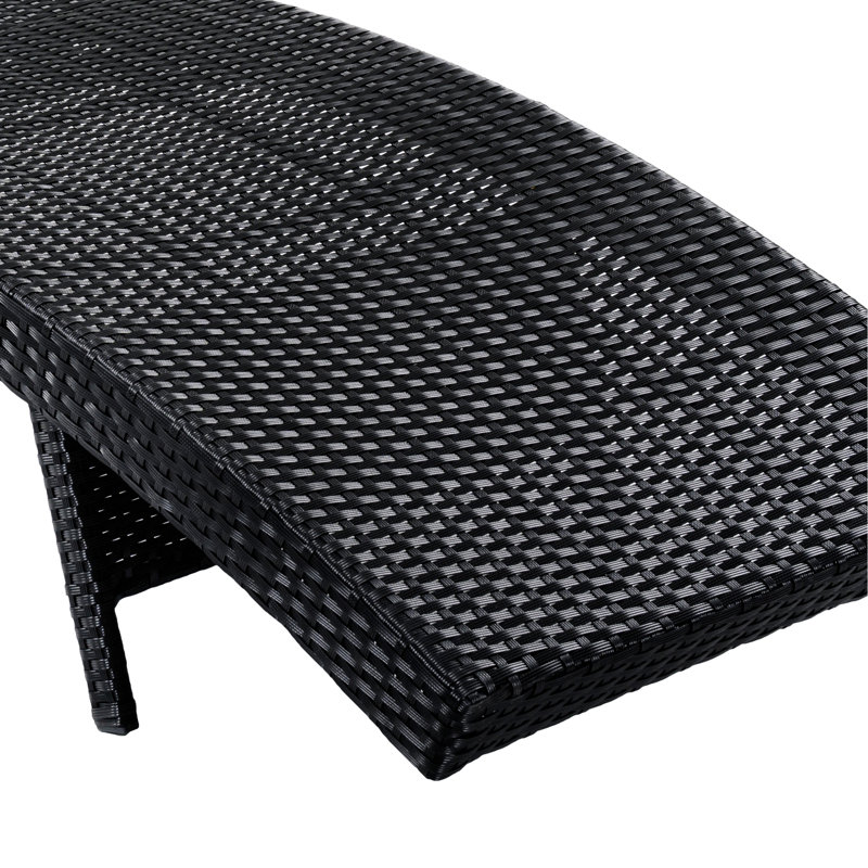 Ensemble de 2 chaises longues de patio, chaise longue d'extérieur inclinable à roulettes, table d'appoint coulissante, dossier réglable