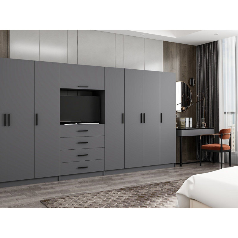 Elina Manufactured Wood Wardrobe, 210cm H x 405cm W x 52cm D