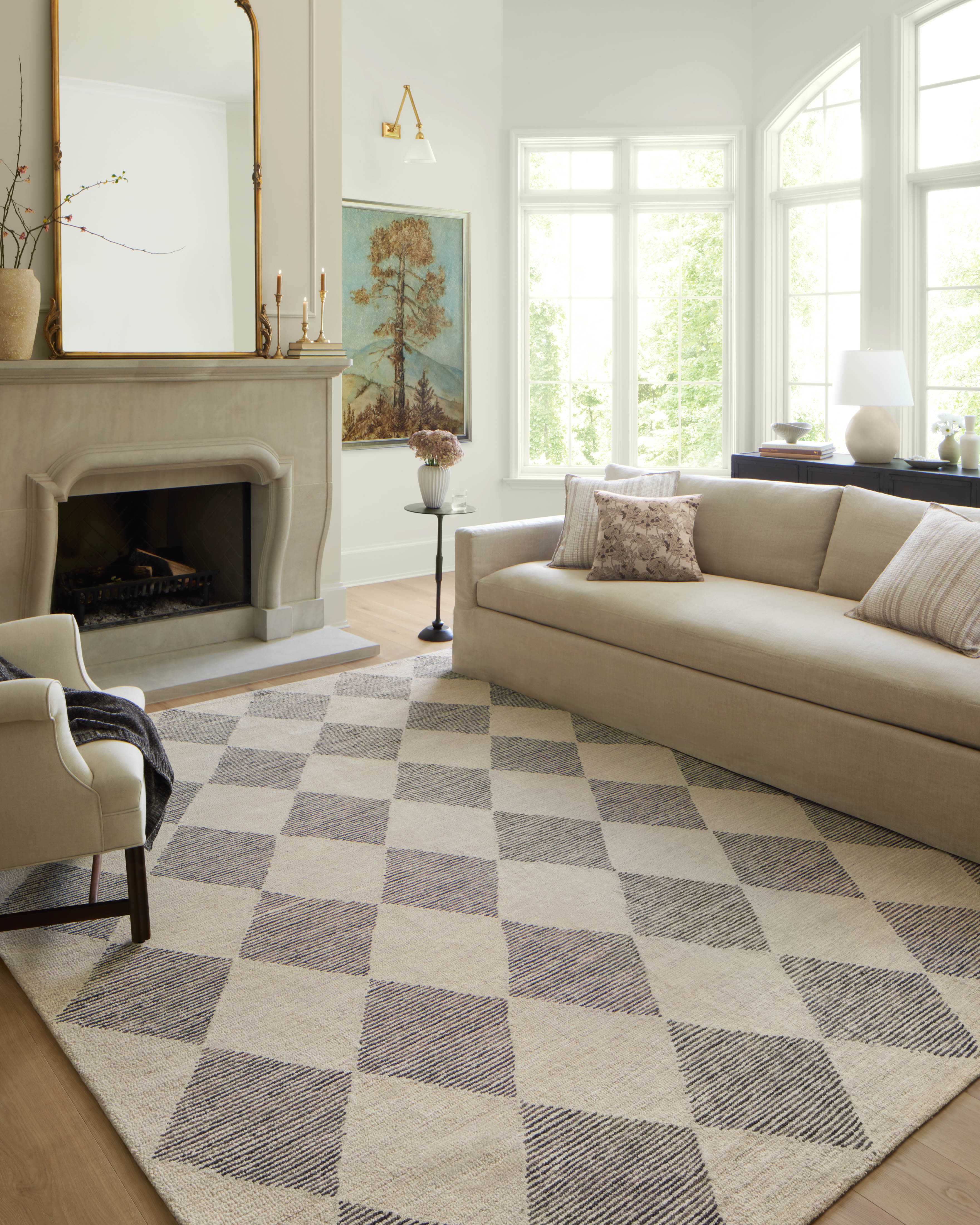Chris Loves Julia x Loloi Francis Wool Rug Beige/Charcoal