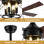 Ventilateur de plafond 52 po en cage avec lumières et télécommande, 4 pales en bois à double finition pour le porche