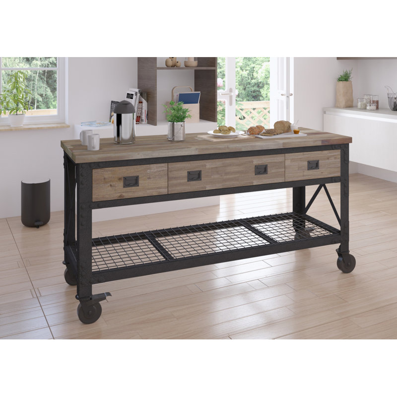 Duramax Industrial 72" Aged Macadamia Wood-Top Rolling Workbench