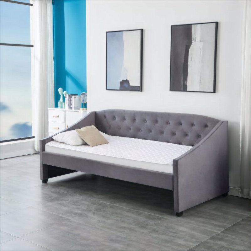 Casares Upholstered Daybed with Trundle, Trundle and Mattress Included