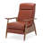 Fremont Leather Wood Arm Push Back Recliner - Caramel