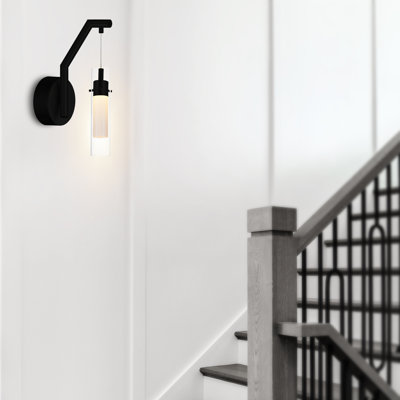 Applique murale à DEL intégrée de 5 pouces - finition noire, applique murale moderne pour la salle de bain, le couloir et la chambre à coucher