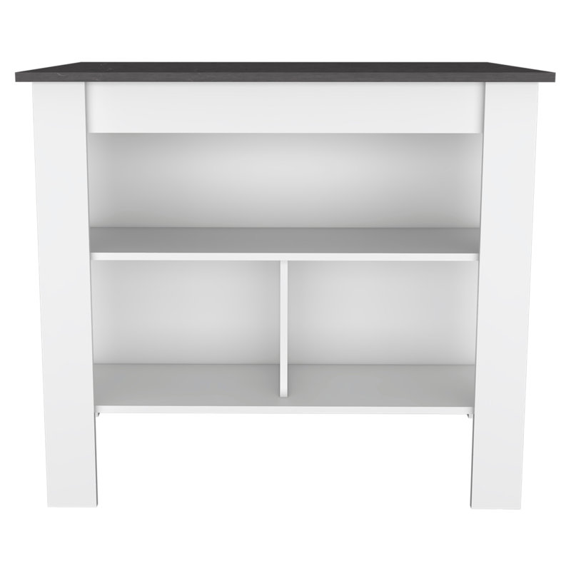 Îlot de cuisine, quatre pieds, trois tablettes, Black/White