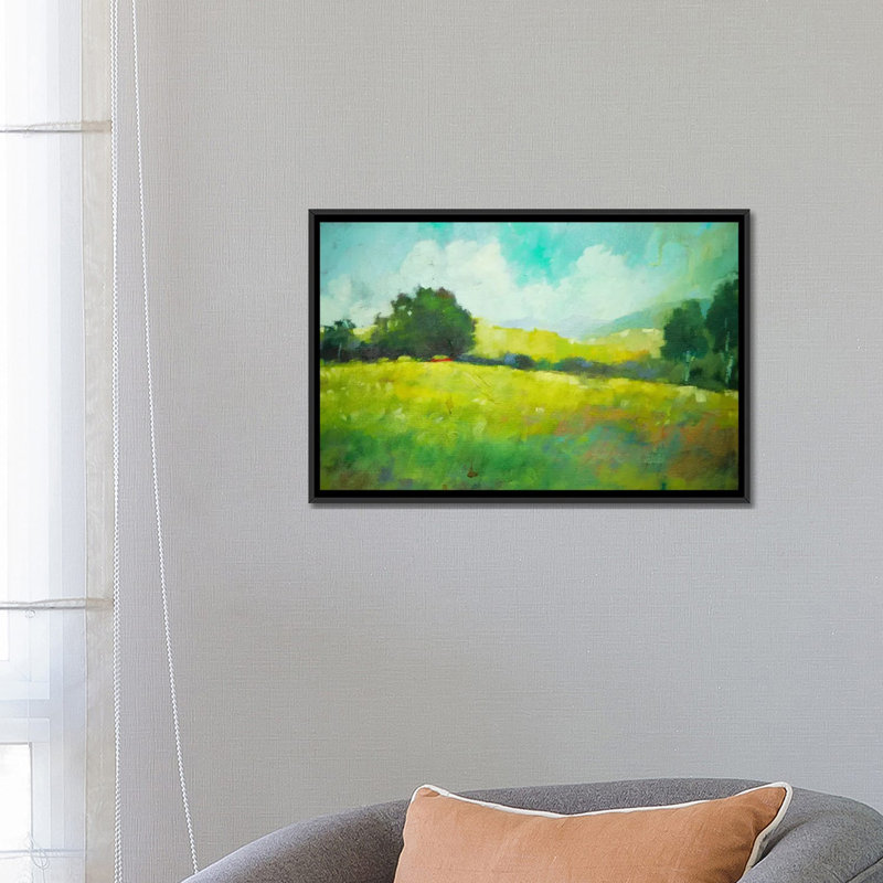 «Hillside», reproduction d'art sur toile, H 18 po x l 26 po x P 1,5 po, Toile avec cadre noir, Pas de tapis