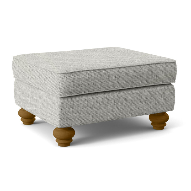 Lowell Upholstered Ottoman, Havana Finish, Mulberry Solid; 0812-13