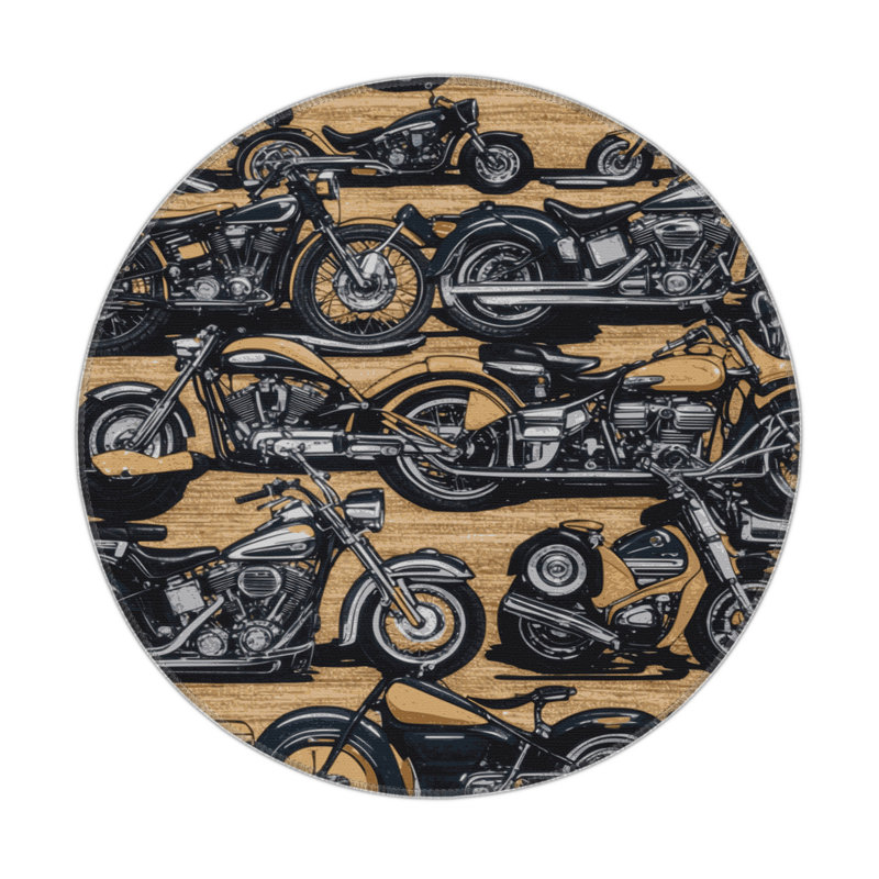 Tapis intérieur et extérieur noir Transport, Rond 5 pi