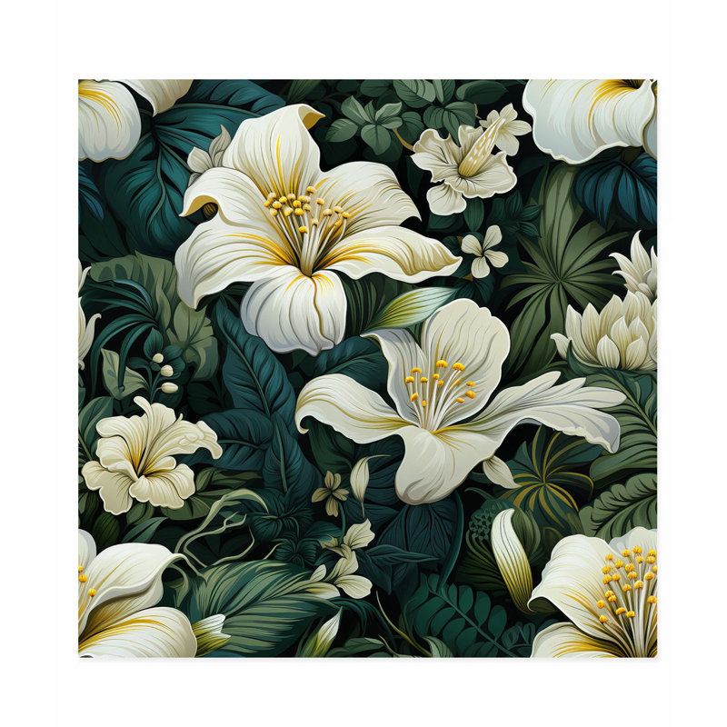 Floral, fleurs d'Hibiscus hawaïen, impression d'art tropical sans cadre, H 24 po x l 24 po