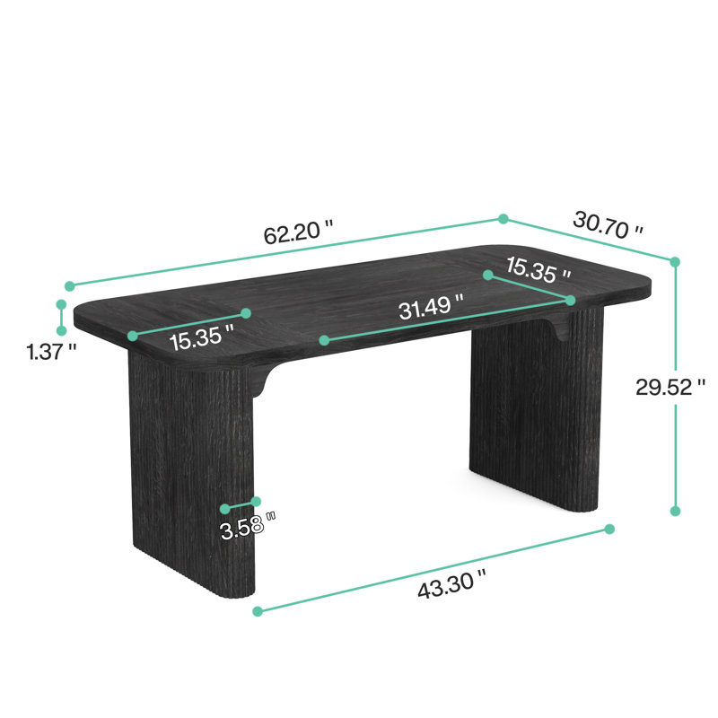 Girace 62.99'' W Modern Simple Executive Computer Desk with Engineered Wood Top and Legs, Black