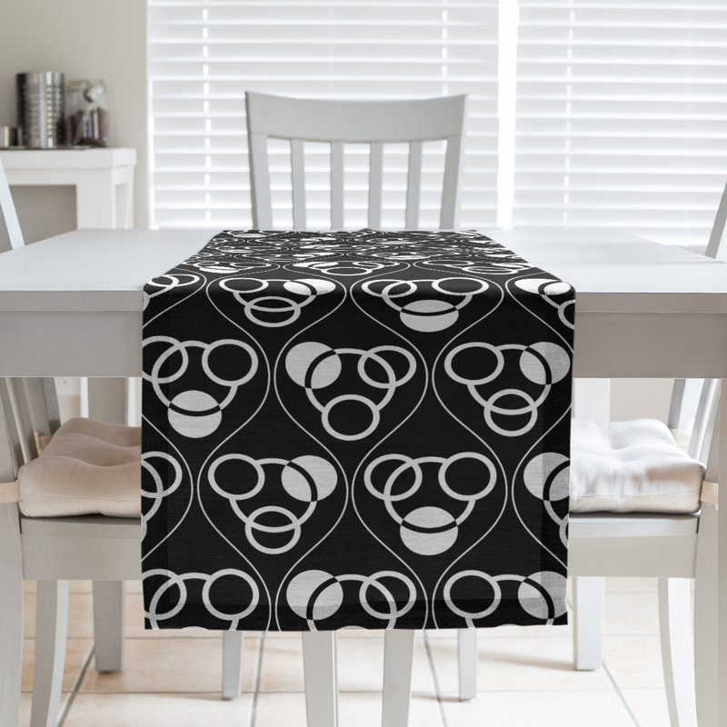 Chemin de table Classic, 16 po x 90 po, Noir/blanc