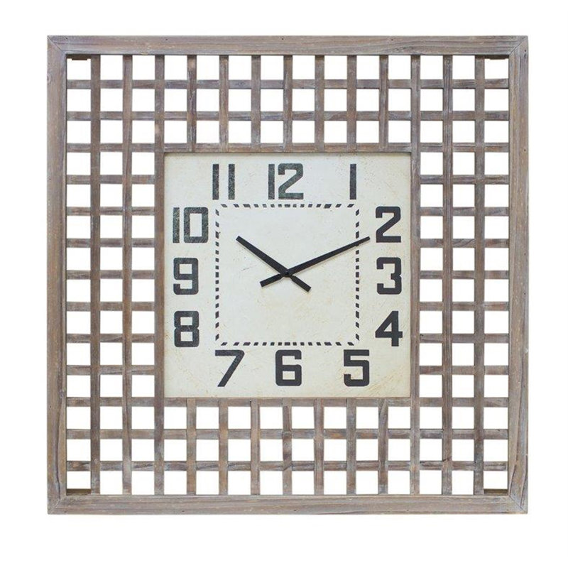 Lattice Wood Wall Clock 29.5"SQ-82100DS