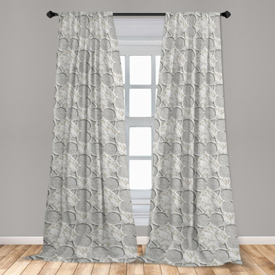 East Urban Home Folk Art Curtains Ethnic Geometric Pattern Pair of Ivory Pale Grey Coconut -  189C748BF47643148A460261365B9F47