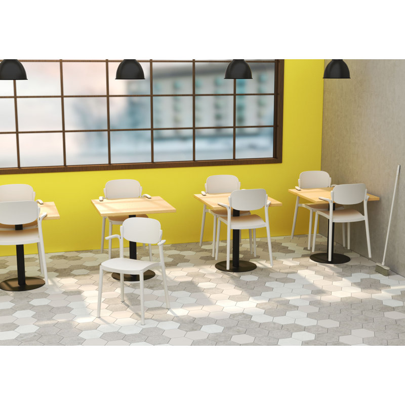 Chaise avec accoudoirs empilable Nallely, Gris