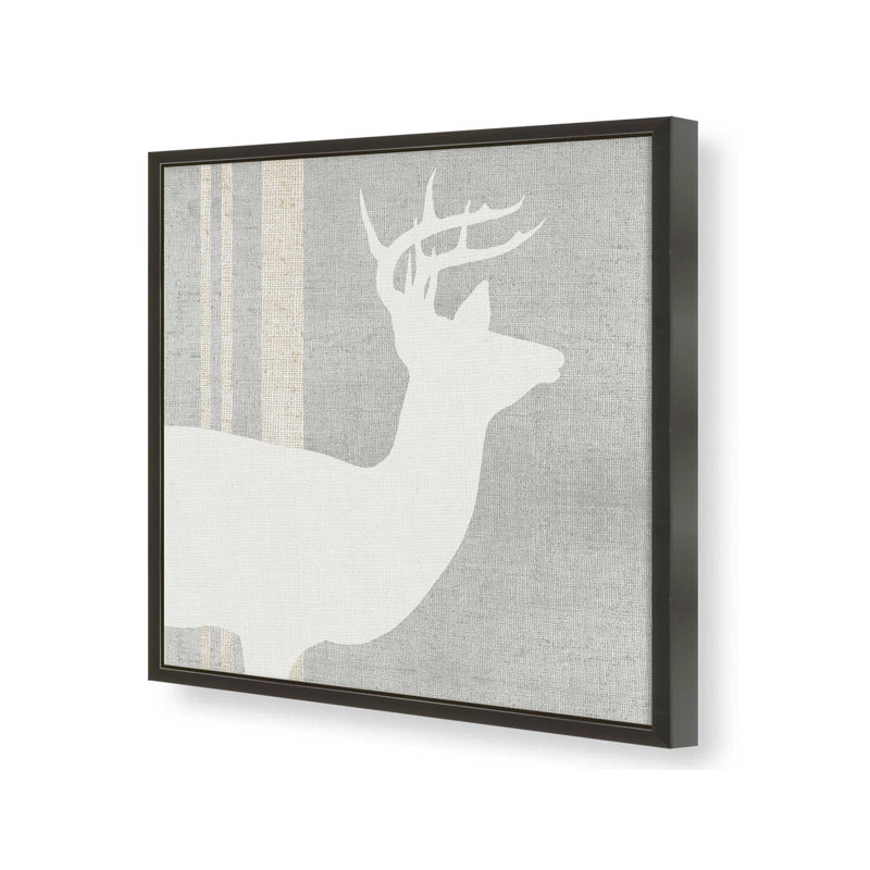 Silhouette de bois de cerf I, H 21,5 po x l 21,5 po, Encadrement ouvert, noir satiné