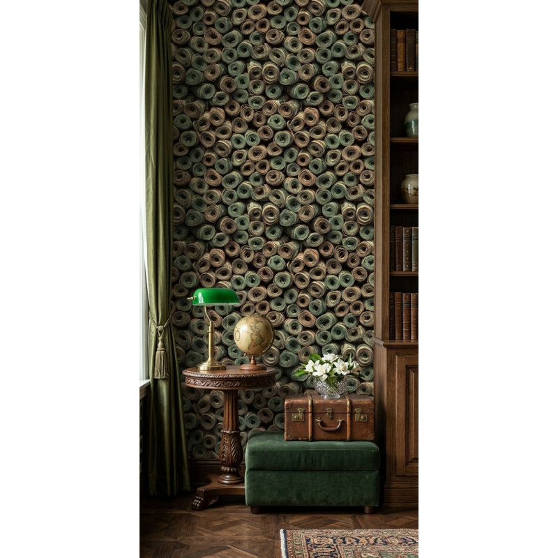 Papier peint à motif de billets de banque roulés, vert foncé, décoration murale, Peel and Stick