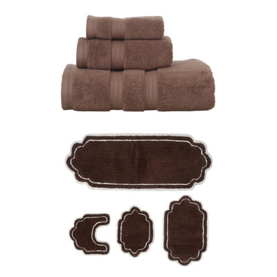 Talbert Collection 100% Soft Cotton 3 PC Towel Set & 4 PC Bath Rug Set, (Set of 7)