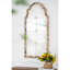 Miroir arqué 22 po x 48 po en bois crème et doré, aspect fenêtre décorative pour le vestibule du salon