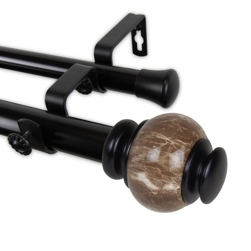 Tringle à rideaux double réglable 1 po Mccoppin, 120 à 170 po, Bronze