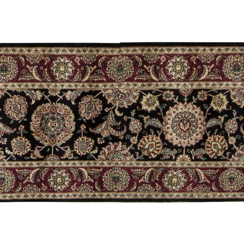 Manchuria Wool Oriental Area Rug in Black/Wine