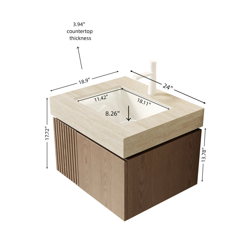 Meuble-lavabo moderne (avec meuble-lavabo et lavabo), 24 po