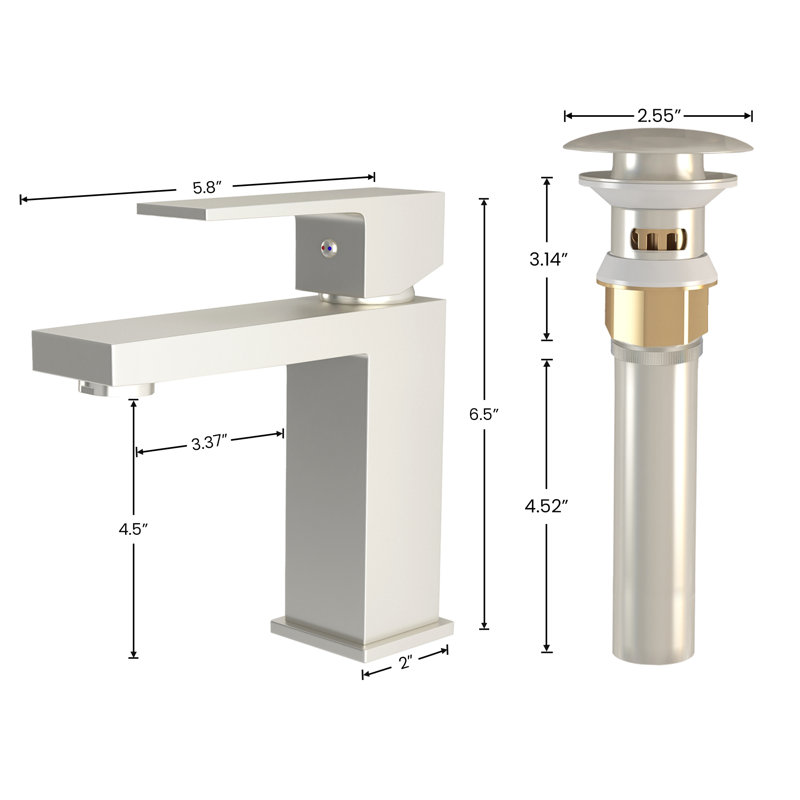 Faucetpopup301 Bathroom Faucet with Drain Assembly, Brushed Nickel