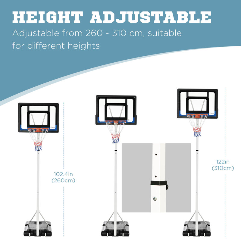 Panier de basketball d'extérieur portatif en acier à hauteur réglable 33 po Soozier