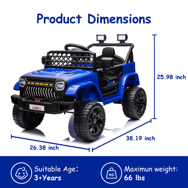 Jouet de voiture 12V pour enfants avec télécommande, véhicule électrique à piles pour tout-petits, Bleu