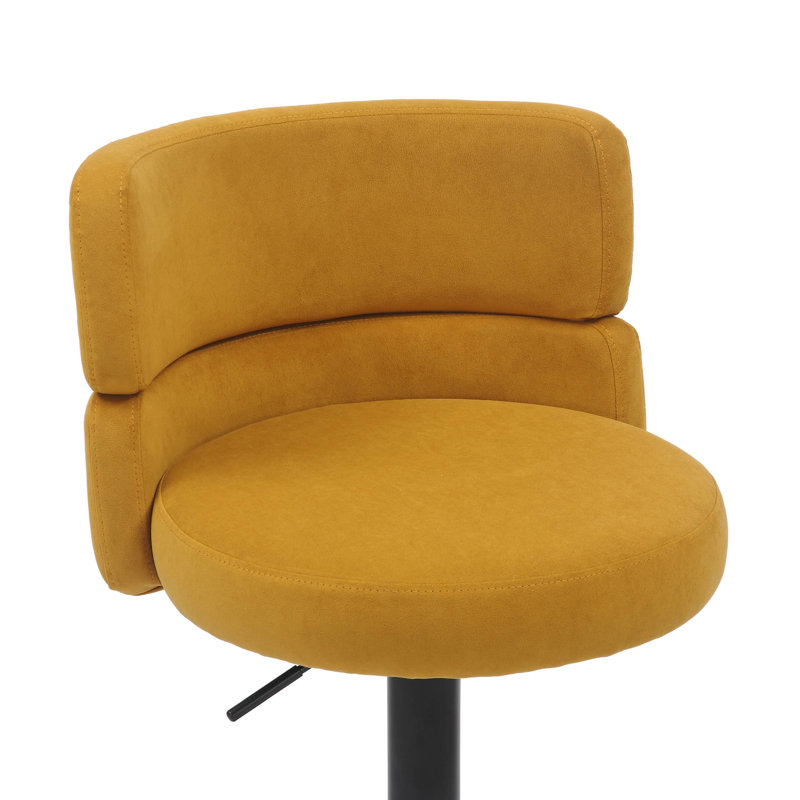 Mason Brushed Velvet Bar Stool, Mustard