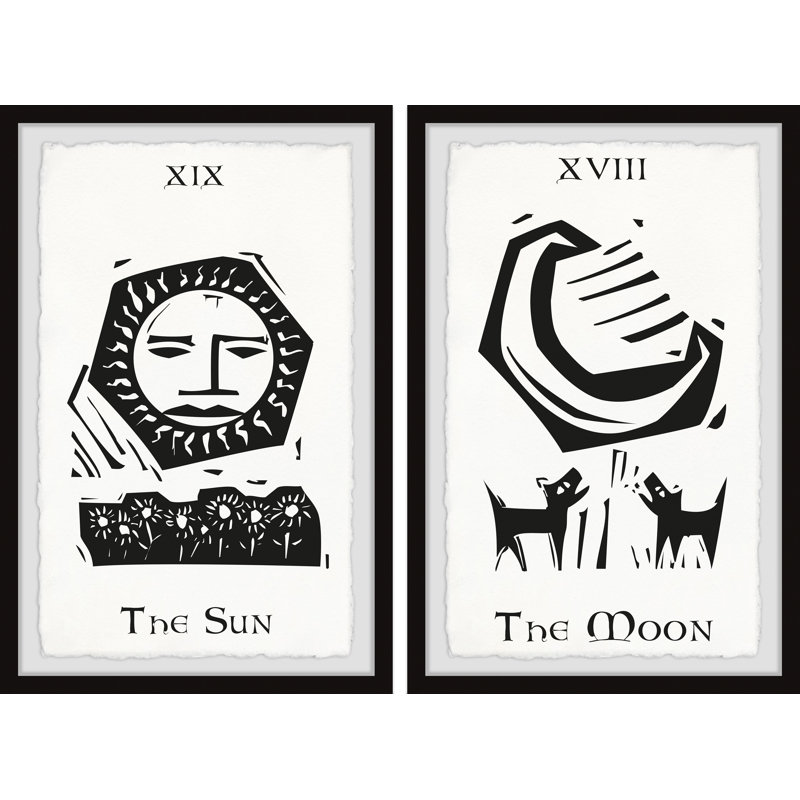 Villeneuve Sun And Moon Tarot by Marmont Hill - 2 Piece Single Picture Frame Painting, 61cm H x 41cm W x 3.8cm D