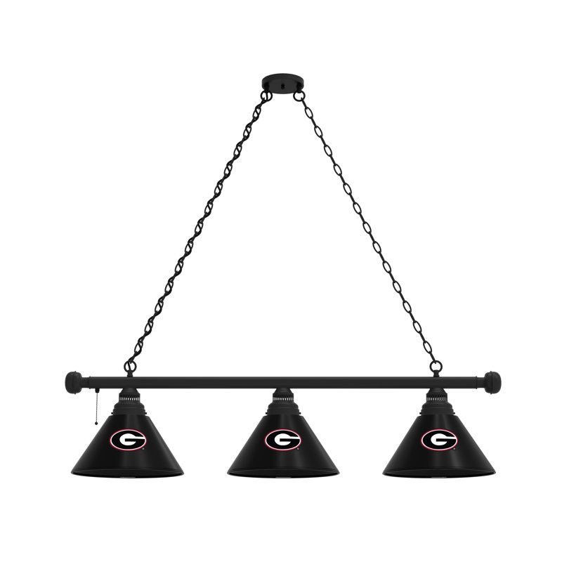 3 - Light Pool Table Lights Pendant, Black, Georgia Bulldogs