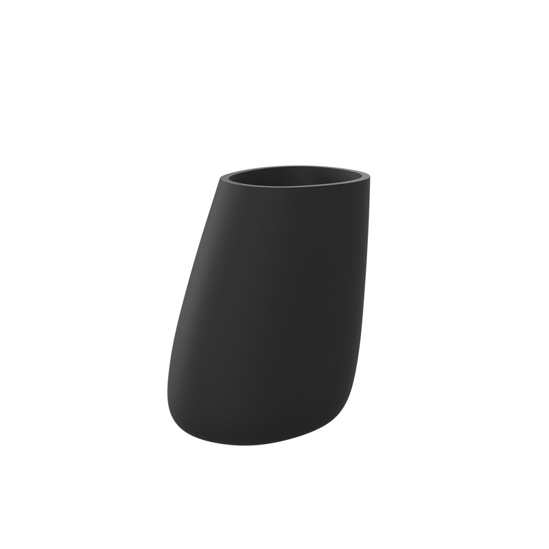 Stone Resin Pot Planter, 47.25" H x 40.75" W x 32.75" D, Black