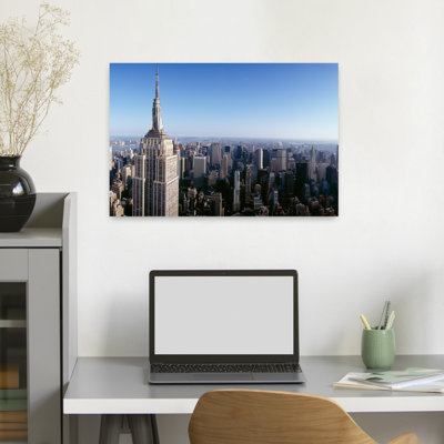 Vue aérienne d'un paysage urbain, Empire State Building, Manhattan, New York, État de New York, États-Unis, architecture contemporaine abstraite, art urbain