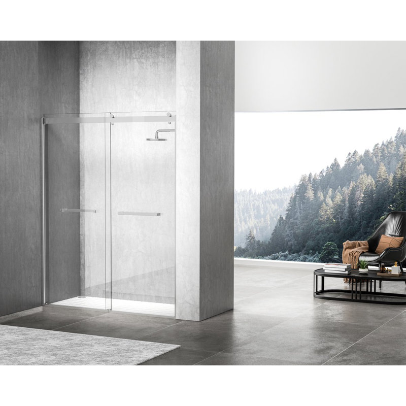53.78" - 60" W x 76" H Double Sliding Frameless Shower Door, Chrome