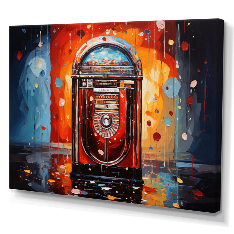" Jukeboxe Popart Rhythm Reflections II ", Wrapped Canvas, 30" H x 40" W x 1.5" D