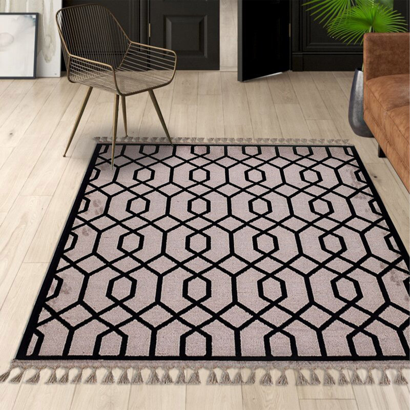 Tapis gris / noir Ossipee, Rectangle 2 pi 7 po x 4 pi 11 po
