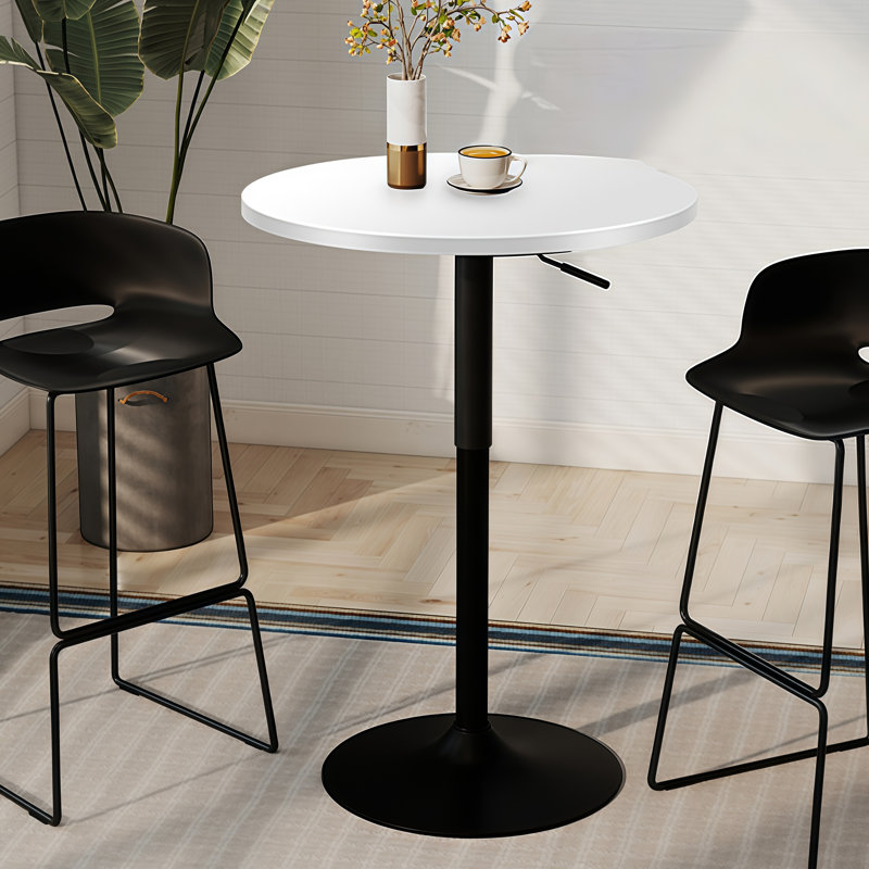 Tables de salle à manger rondes modernes de 23,6 po, tables à piédestal à hauteur réglable pour cuisine, 1, White