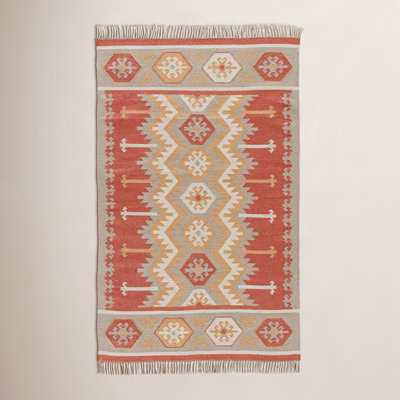 Avalyn Orange Beige Geometric Outdoor Rug