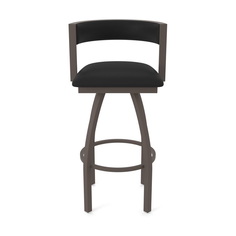 Tabouret Artémis, Bronze, Tabouret de comptoir (siège d'une hauteur de 25 p, Vinyle - vinyle noir