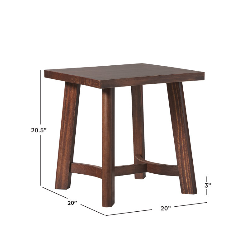  Modern Farmhouse Rustic Solid Wood Square Side Table , Medium Brown