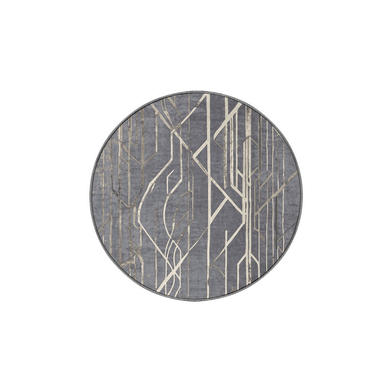 Tapis gris lavable à la machine, Rond 3 pi