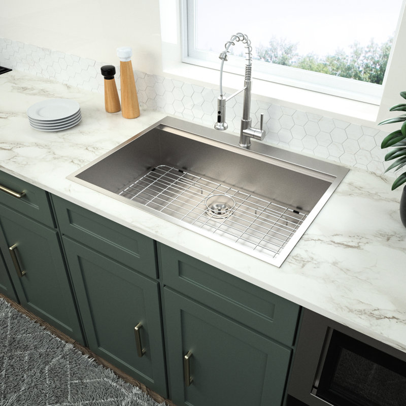 30" Stainless Steel Sink With Ledge To Increase Space - 18 Gauge Drop In Workstation For Extra