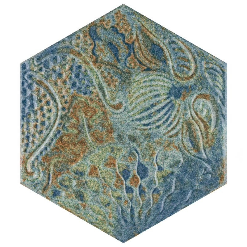 Gaudi Lux Hex 9" x 10" Porcelain Patterned Wall & Floor Tile, Ocean