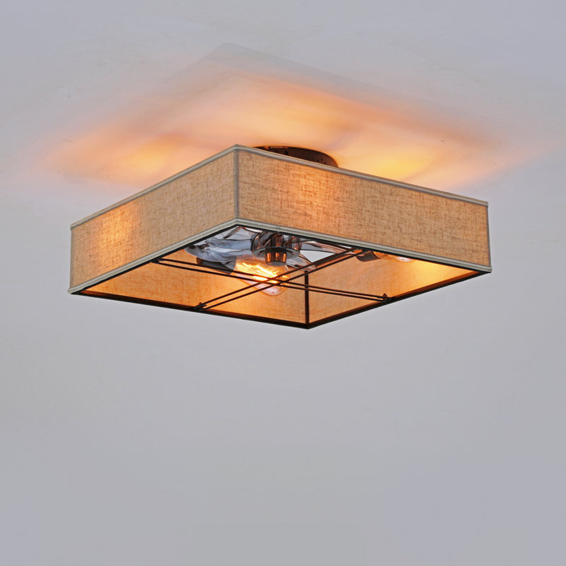 Ventilateur de plafond encastré en tissu 16,6 po Farmhouse